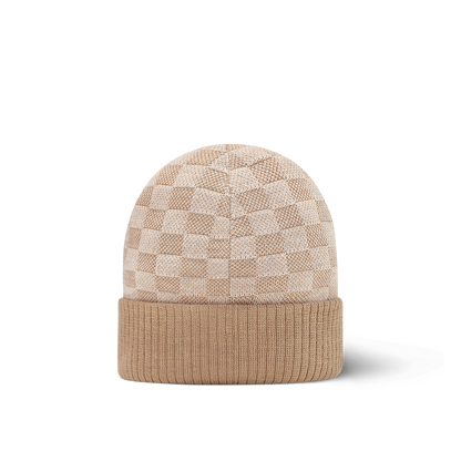 Bonnet et Écharpe Néo Petit Damier Beige