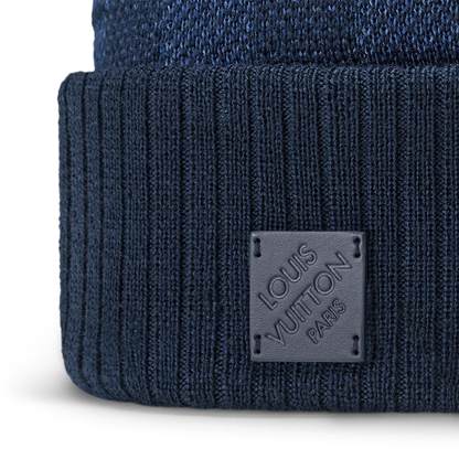 Bonnet et Écharpe Néo Petit Damier Bleu Marine