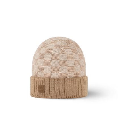 Bonnet et Écharpe Néo Petit Damier Beige