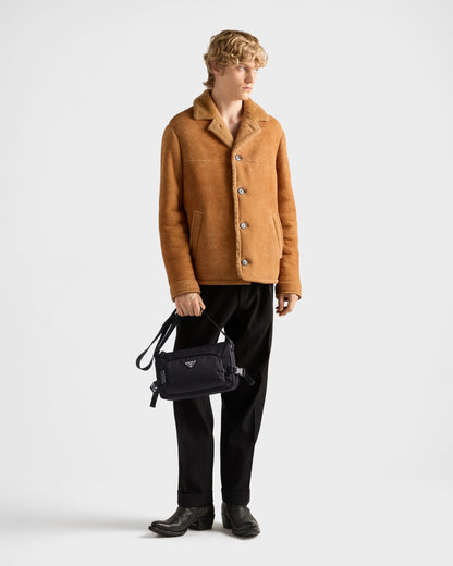 Sac de taille moyenne porté épaule en Re-Nylon et cuir Saffiano